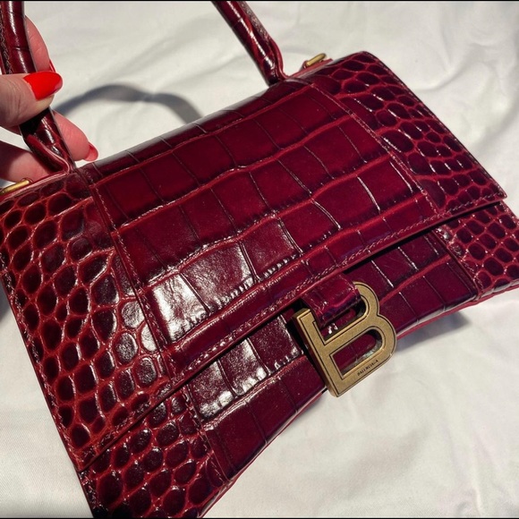 Balenciaga Handbags - Balenciaga Hourglass Bag in Stunning Merlot Croc